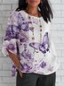 Blouses Femmes Décontracté Floral Été Polyester Aucune élasticité Coupe Régulière Régulier Droit Régulier