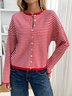 Cardigans Femmes Rayé Décontracté Printemps / Automne Polyester Quotidien Coupe Régulière Col Rond Régulier Élasticité moyenne