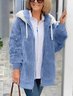 Col Châle Manches Longues Épaissi Plain Sweat à capuche zippé Caniche Blouson pour Femmes