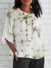 Blouses Décontracté Été Libellule Polyester Domestique Coupe Régulière Col Rond Droit Régulier pour Femmes