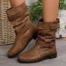 Bottes Décontracté Plain Automne Quotidien Cuir Bout Fermé Caoutchouc à Enfiler Bottes droites pour Femmes