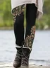 Pantalons De Yoga Femmes Décontracté Floral Toutes Les Saisons Imprimé Naturel à Haute Élasticité Serré Long Droit