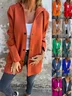 Micro-élasticité Col Montant Manches Longues Régulier Plain Sweat à capuche zippé Blouson Joint Fendu pour Femmes