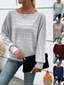 T-shirts Femmes Urbain Plain Printemps / Automne Joint Fendu Domestique Coupe Régulière Manches Longues Col Rond Droit