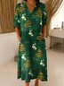 Femmes Noël Couleur 1 Col V Confortable Robe Maxi Rétro