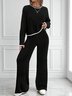 Deux Pièces Ensembles Décontracté Bloc de Couleur Printemps / Automne Polyester Quotidien Coupe Régulière Manches Longues Top Avec Pantalons Droit pour Femmes