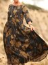 Femmes Floral Couleur 1 Col Rond Confortable Robe Maxi Rétro