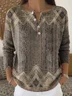 Tricoté Tops Motif dégradé Rétro Printemps / Automne Micro-élasticité Manches Longues Col Rond Régulier Droit Régulier pour Femmes
