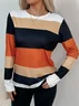 T-shirts Rayé Décontracté Printemps / Automne Imprimé Micro-élasticité Quotidien Col Rond Régulier Droit pour Femmes