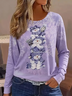 T-shirts Décontracté Printemps / Automne Noël Ample Jersey Manches Longues Col Rond Régulier Régulier pour Femmes