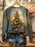 Sweat-shirts Décontracté Printemps / Automne Noël Imprimé Aucune élasticité Ample Manches Longues Régulier Droit pour Femmes