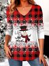 T-shirts Géométrique Décontracté Printemps / Automne Col V Quotidien Coupe Régulière Manches Longues Trapèze Régulier pour Femmes