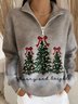 Pulls Femmes Décontracté Printemps / Automne Noël Polyester Aucune élasticité Ample Régulier Droit Col mi-ouvert