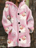 Cardigans Décontracté Hiver Père Noël Sweat-shirt à Capuche Vacances Ample Laine/Tricot Mi-long Épaissi pour Femmes
